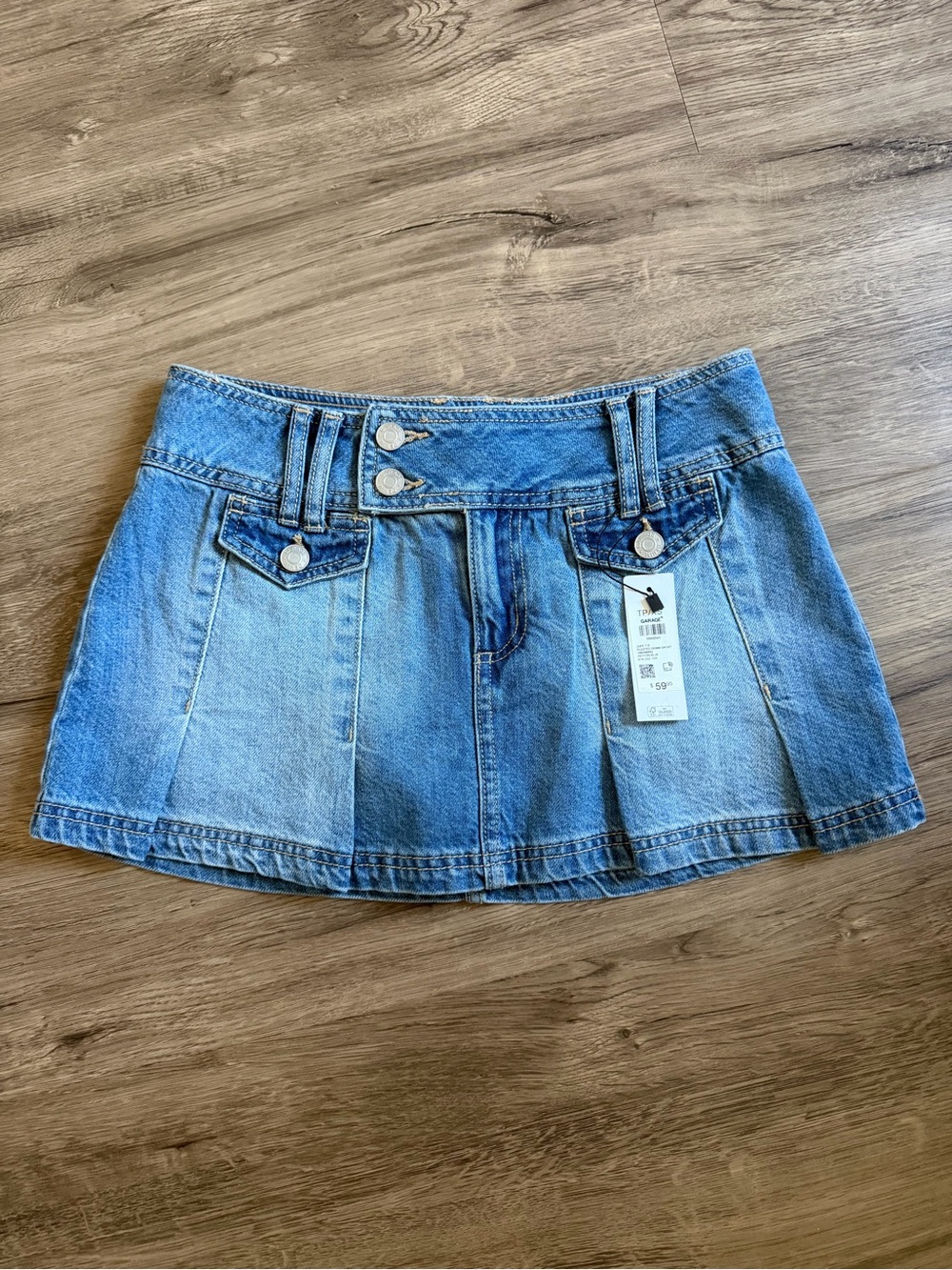 Garage Peyton Blue Denim Skort with Button Detail